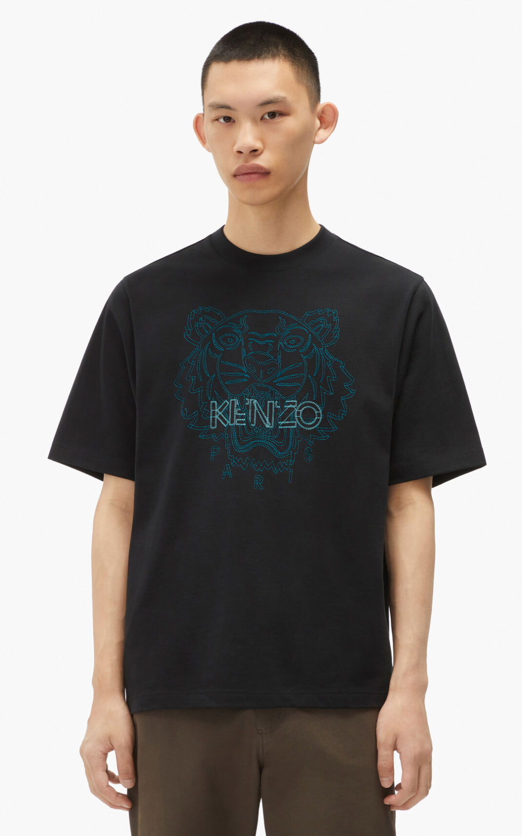 Kenzo 虎 loose fitting Tシャツ メンズ 黒 - ZAHREY932